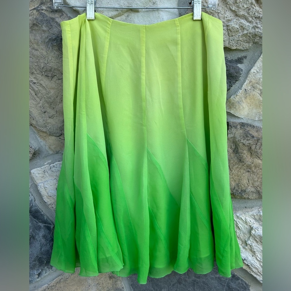 Vintage Y2K Skirt Size 14 (XL) Green Ombre Chiffon Whimsy Ethereal Forest Fairy